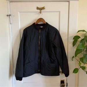 Women's Duluth Golden Harvest Black Quilted Bomber Jacket Pockets Large‎
